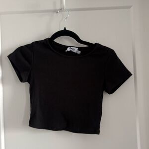 Princess Polly Black Ribbed Crop Tee